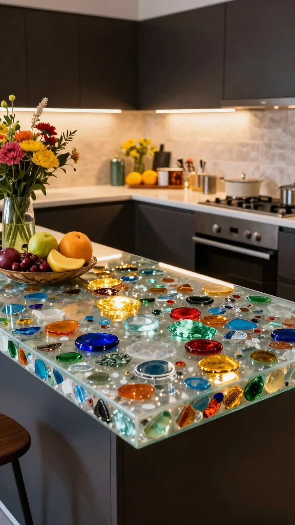 14 Kitchen Countertop Ideas for Every Style and Budget - 4. Recycled Glass Countertops 1