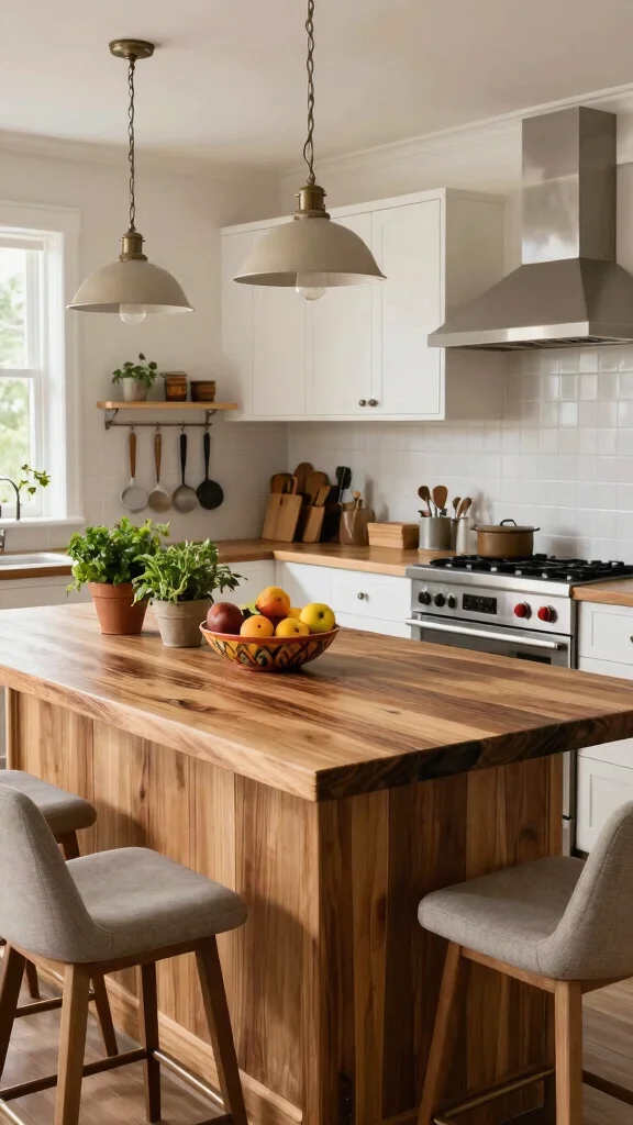 14 Kitchen Island Ideas for Extra Storage, Seating, and Style - 1. The Cozy Butcher Block Island 1