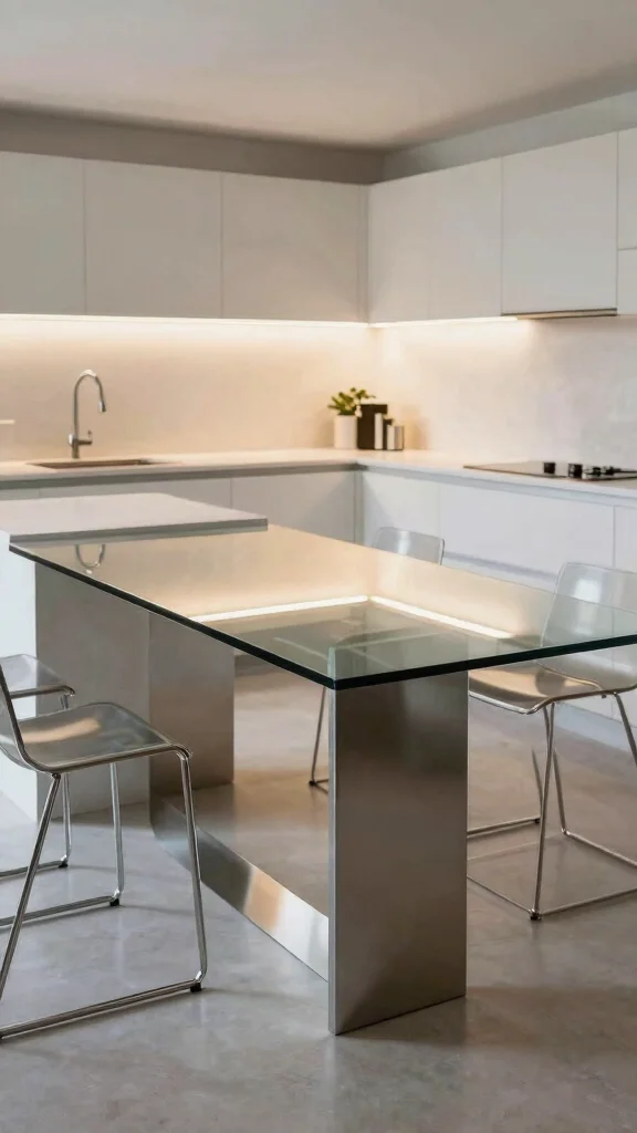 14 Kitchen Island Ideas for Extra Storage, Seating, and Style - 11. Glass-Top Islands for a Modern Twist 1