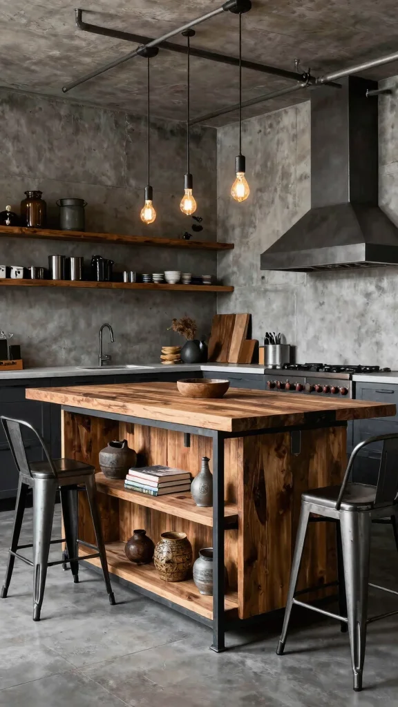 14 Kitchen Island Ideas for Extra Storage, Seating, and Style - 3. Industrial-Style Islands for a Unique Edge 1