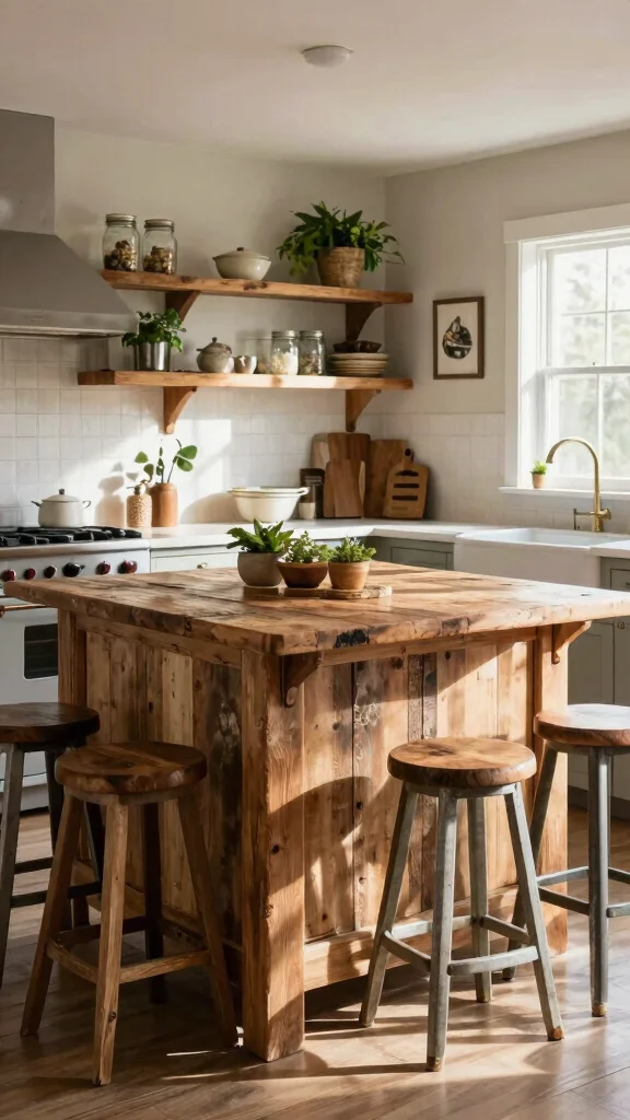 14 Kitchen Island Ideas for Extra Storage, Seating, and Style - 5. Farmhouse Charm with a Rustic Island 1