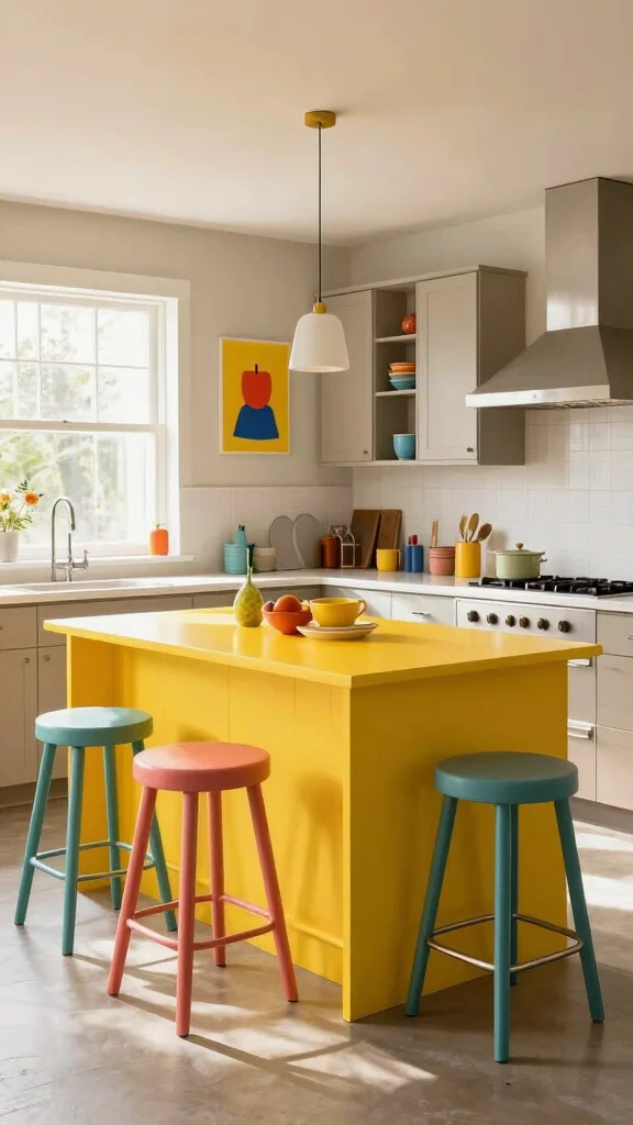 14 Kitchen Island Ideas for Extra Storage, Seating, and Style - 6. Bright and Bold Colored Islands 1