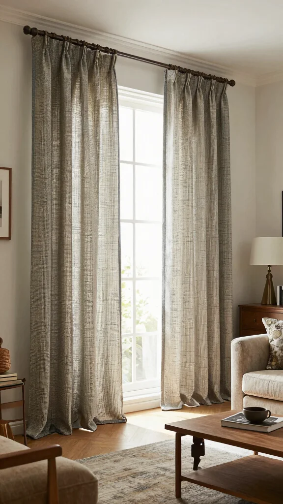 14 Living Room Curtain Ideas for Light, Privacy, and Style - 11. Eco-Friendly Choices: Recycled Fabric Curtains 1