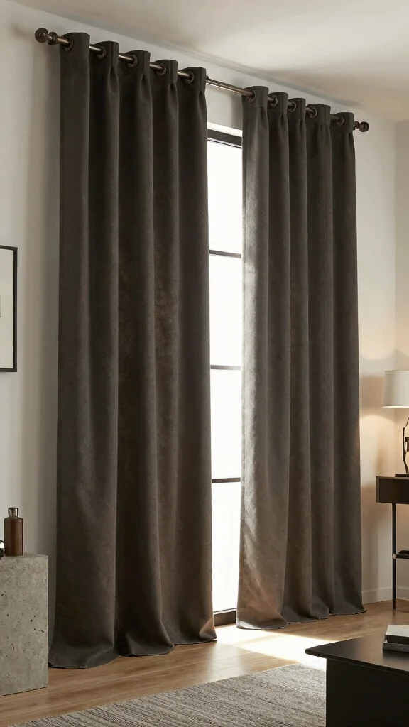 14 Living Room Curtain Ideas for Light, Privacy, and Style - 12. Urban Chic: Industrial Style Curtains 1