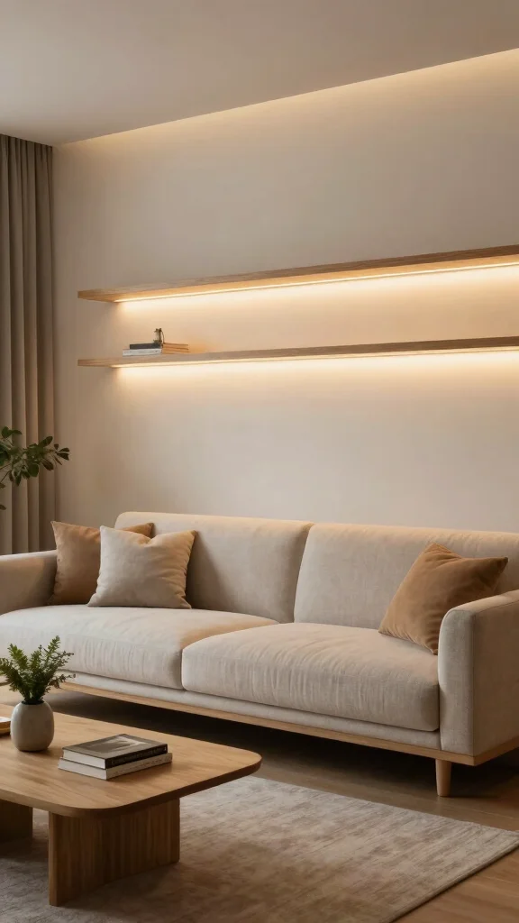 14 Living Room Lighting Ideas for a Warm and Welcoming Space - 1. Embrace Soft LED Light Strips 1