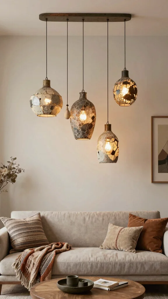 14 Living Room Lighting Ideas for a Warm and Welcoming Space - 8. Artisan-Made Light Fixtures 1