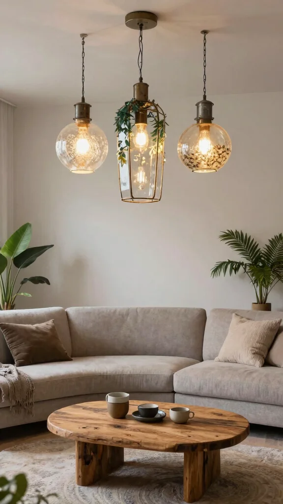 14 Living Room Lighting Ideas for a Warm and Welcoming Space - 9. Recycled Material Lighting 1