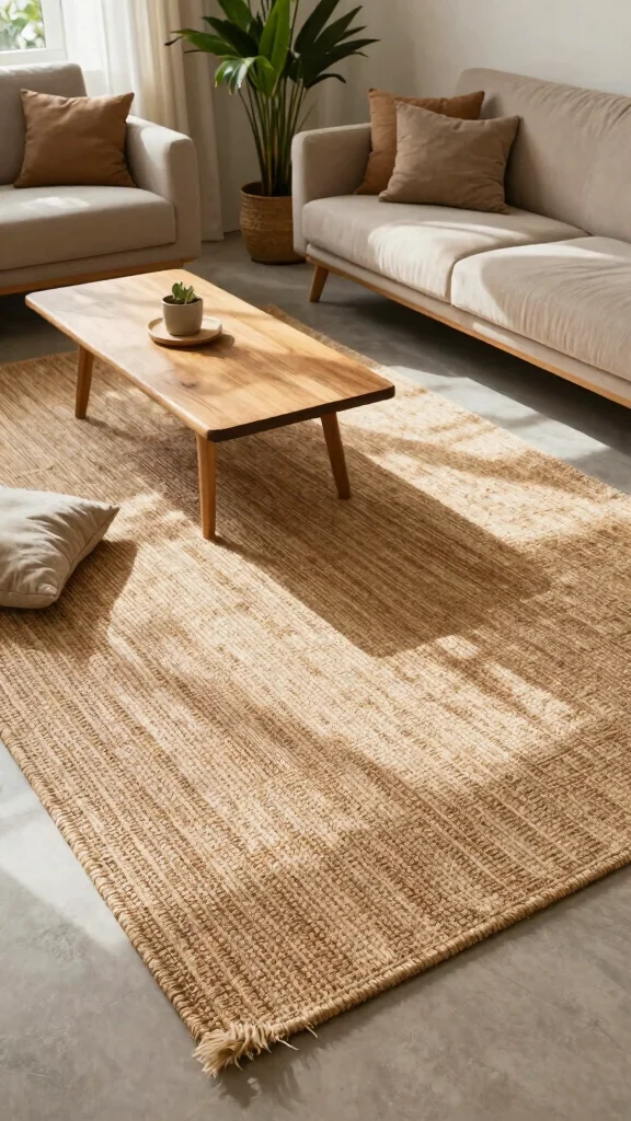 14 Living Room Rug Ideas to Ground and Define Your Space - 5. Natural Fiber Rugs for Texture 1