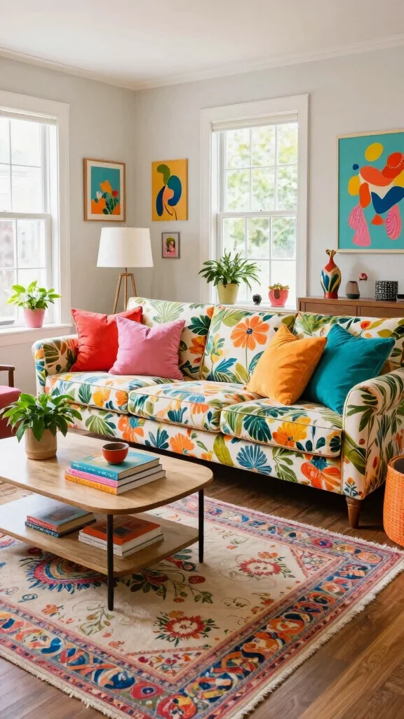 14 Living Room Sofa Ideas for Comfort, Style, and the Right Fit - 5. Colorful and Fun Patterned Sofas 1