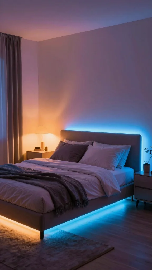 15 Bedroom Lighting Ideas for a Warm and Restful Space - 13. Color-Changing LEDs for Versatility 1