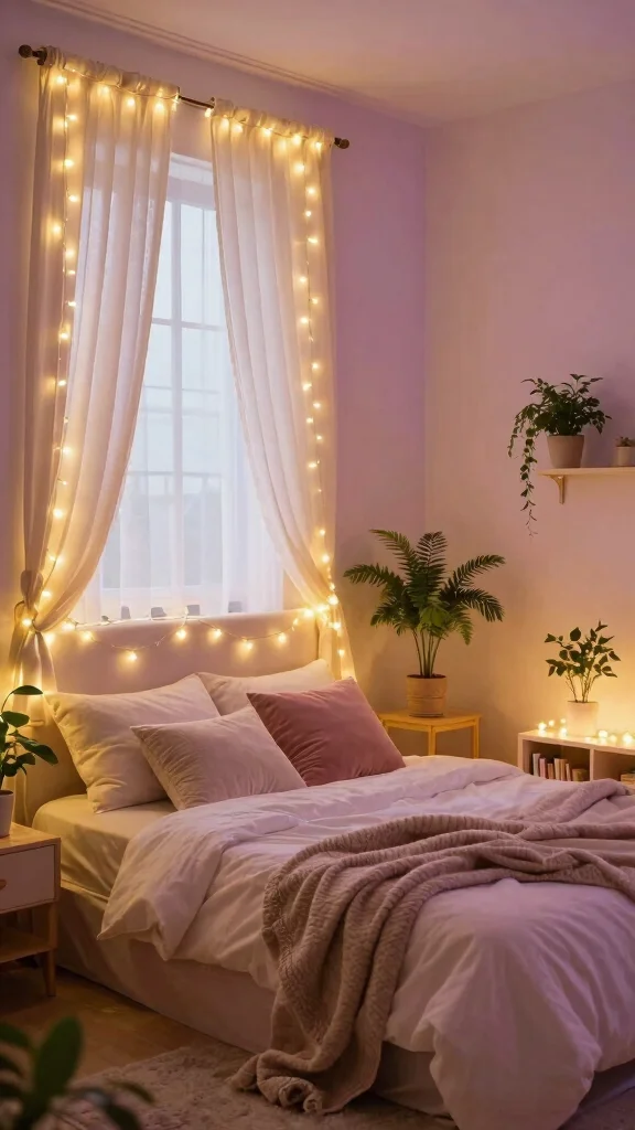 15 Bedroom Lighting Ideas for a Warm and Restful Space - 3. String Lights for a Magical Touch 1