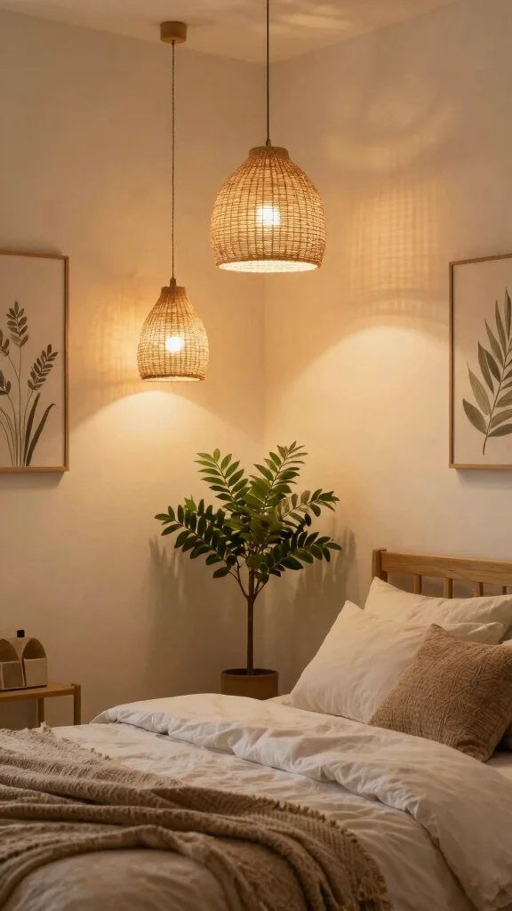 15 Bedroom Lighting Ideas for a Warm and Restful Space - 8. Nature-Inspired Lighting 1