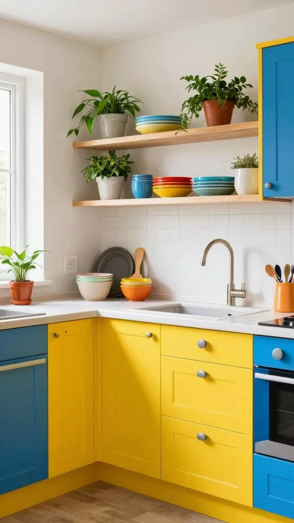 15 Kitchen Cabinet Ideas to Transform Your Kitchen Completely - 9. Colorful Accents 1