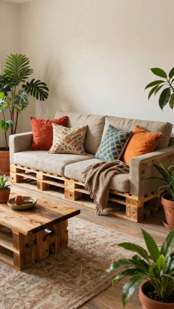 15 Living Room Furniture Ideas for Every Style and Budget - 1. Upcycled Pallet Sofa 1