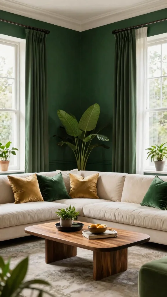 15 Living Room Paint Hues That Interior Designers Actually Use - 10. Deep Hunter Green 1