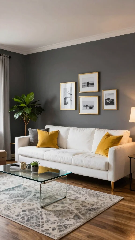 15 Living Room Paint Hues That Interior Designers Actually Use - 6. Charcoal Grey with White Accents 1
